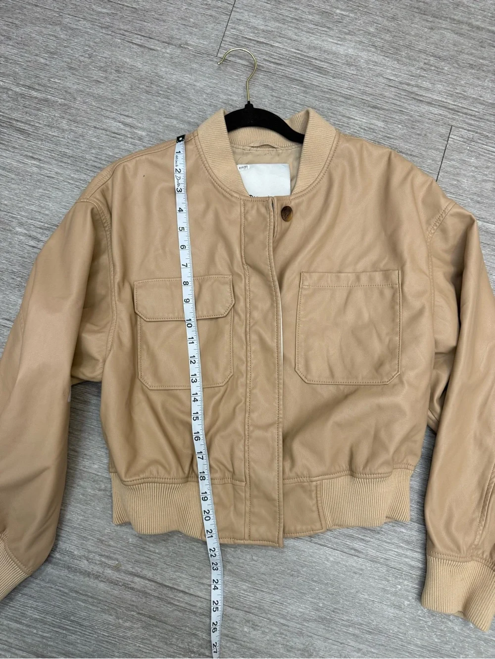 3.1 Phillip Lim Beige Leather Bomber Jacket Minimalist Quiet Luxury‎ Cropped